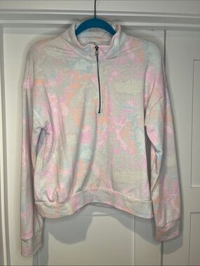 Peyton Jensen Evereve Pastel Tie-Dye Half-Zip Pullover Small GUC